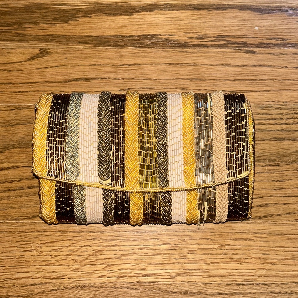 Anthropologie Beaded Clutch (Gold)
